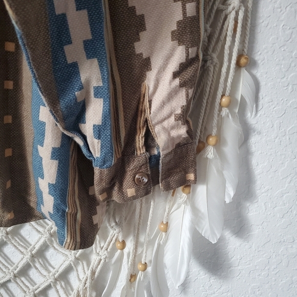 Vtg 90s Y2K Tangibles Full Zip Front Aztec Western Equestrian Shirt Shacket L - Picture 5 of 8